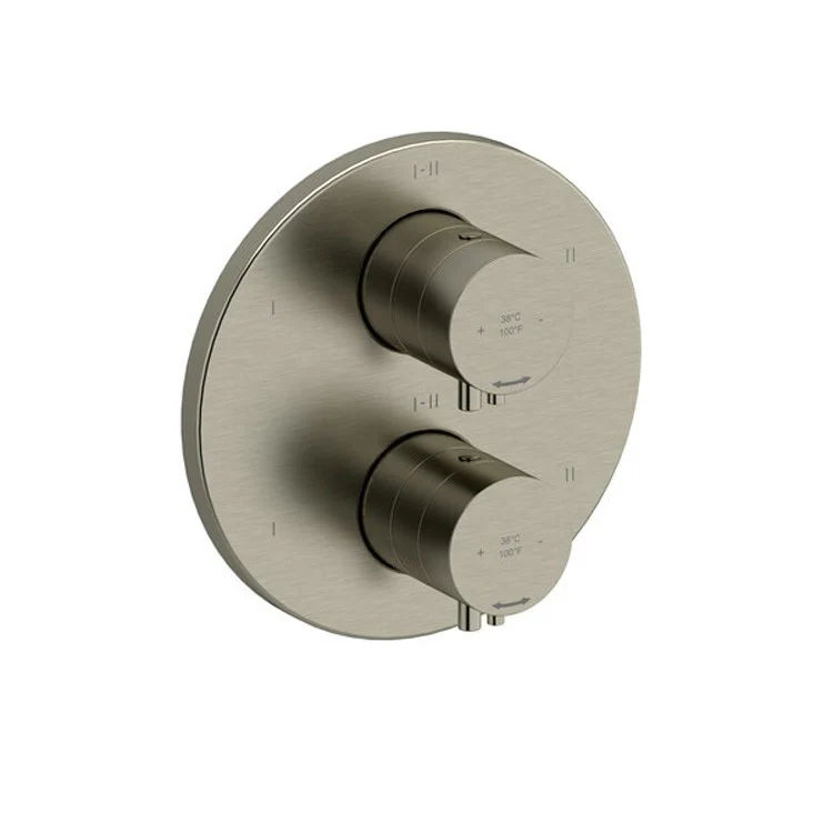 Thermostatic and Pressure Balance Valve Trim Riu 3/4 Inch Round 4-Way 6 Function 2 Lever Brushed Nickel Brass - Frankwebs
