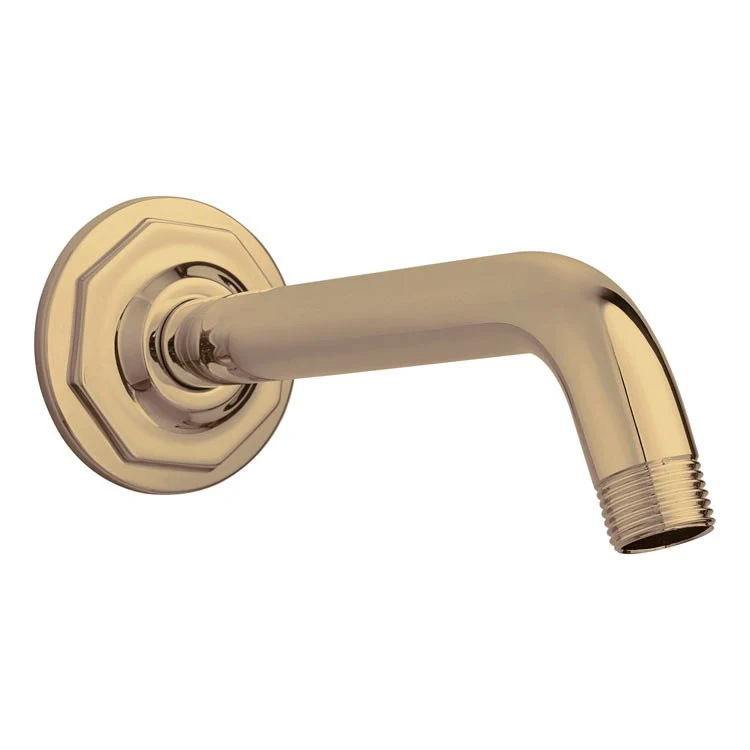 Shower Arm Rook with Flange Brilliance Luxe Gold 7 Inch 1/2 Inch NPT 1/2 Inch I.P.S Male Brass Wall Mount - Frankwebs