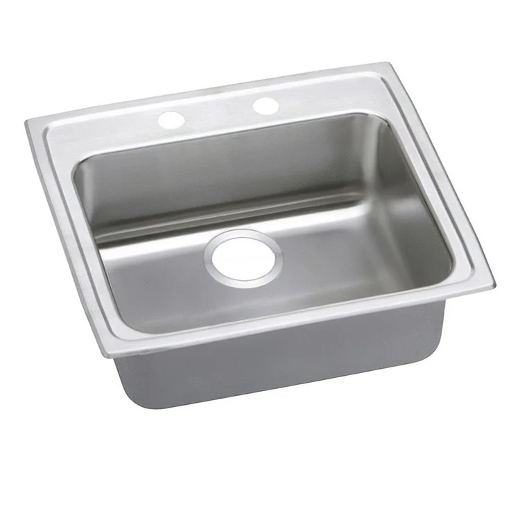 Kitchen Sink Lustertone Classic 22 x 19.5 Inch Single Bowl MR2 Hole ADA Lustrous Satin Drop-In Rectangle Drain Location Rear Center Depth 6 Inch Quick Clip Mounting System Bottom Only Pads - Frankwebs