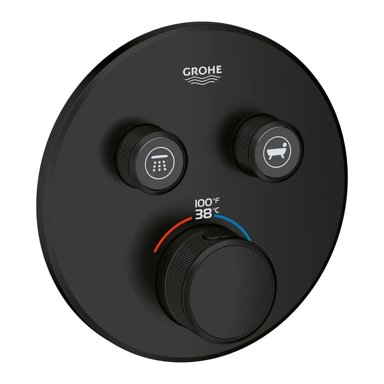 Thermostatic Valve Trim Grohtherm Smartcontrol 2 Function 3 Knob Matte Black 7.7 Gallons per Minute - Frankwebs