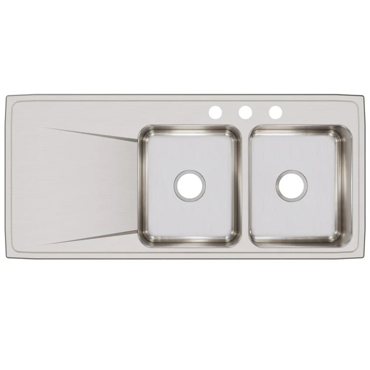 Kitchen Sink Lustertone Classic 48 x 22 Inch Double Bowl Equal with Left Drainboard 3 Hole Lustrous Satin Drop-In - Frankwebs