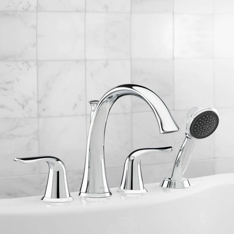 Lahara Two Handle 4-Hole Roman Tub Faucet with Handshower - Frankwebs