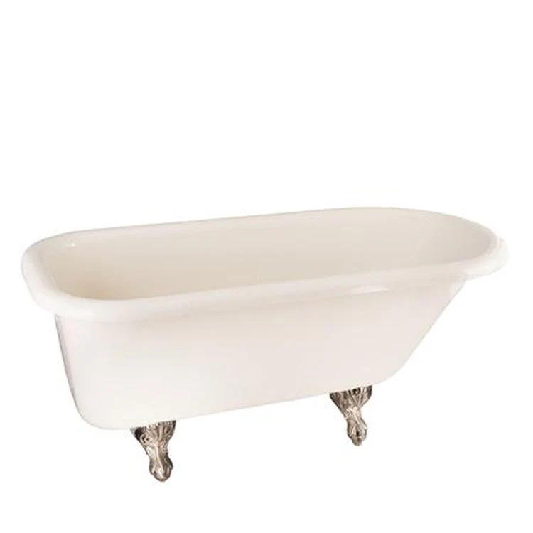 Freestanding Tub Anthea 60 Inch Double Roll Top Oval Acrylic Bisque/Polished Chrome Ball and Claw Feet 3-3/8 Inch Center Faucet Holes Rolled Rim - Frankwebs