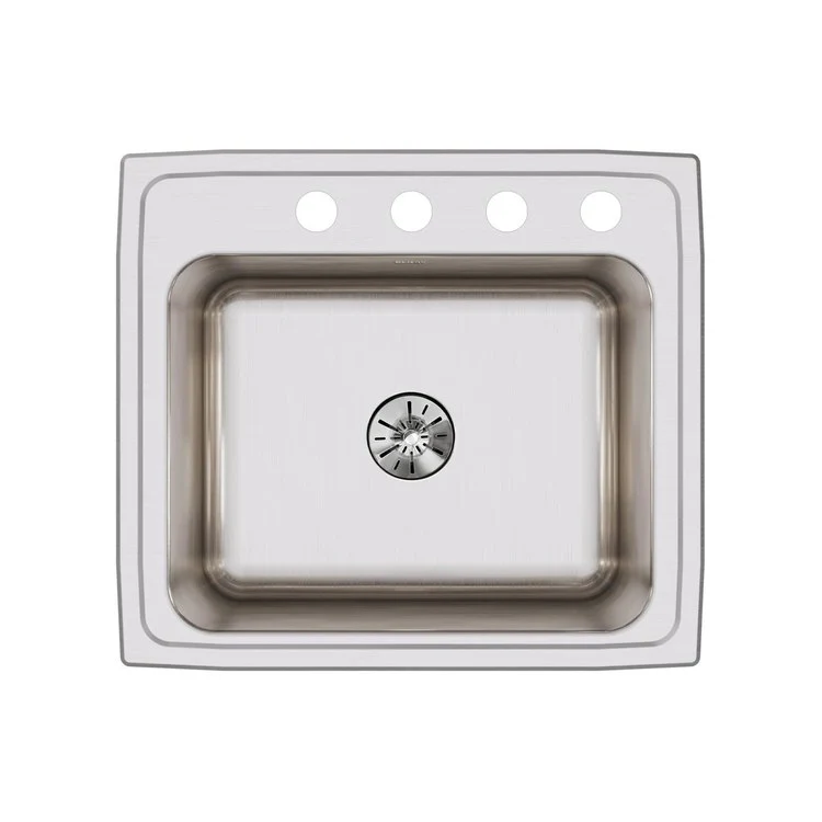 Kitchen Sink Lustertone Classic 22 x 19.5 Inch Single Bowl with Perfect Drain 4 Hole Lustrous Satin Drop-In - Frankwebs