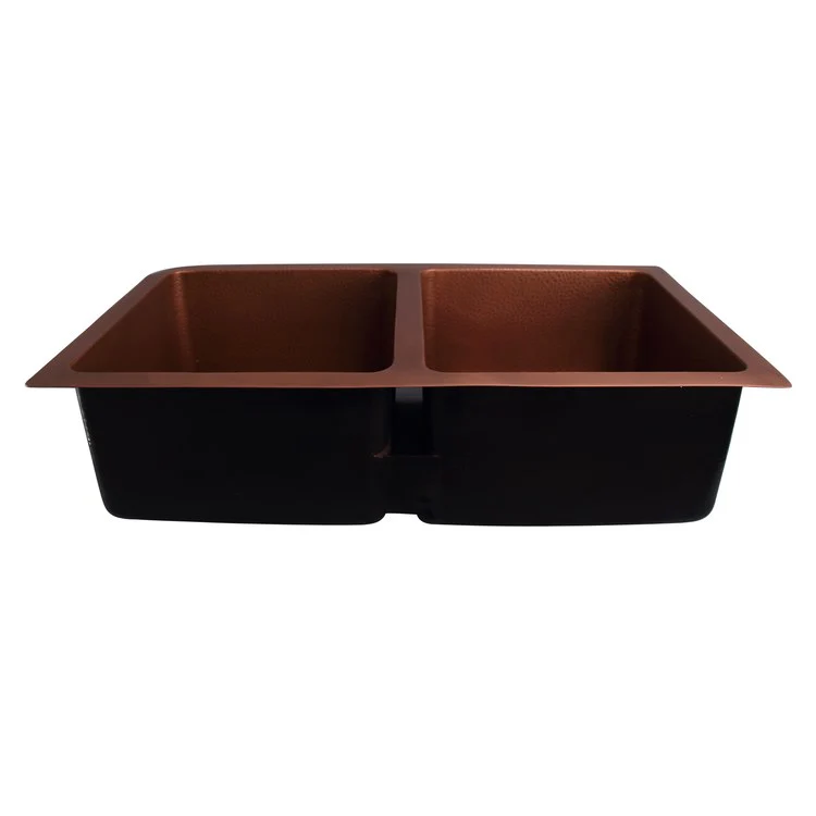 Kitchen Sink 36L x 21W Inch Double Bowl Seward Antique Copper Undermount Rectangle - Frankwebs