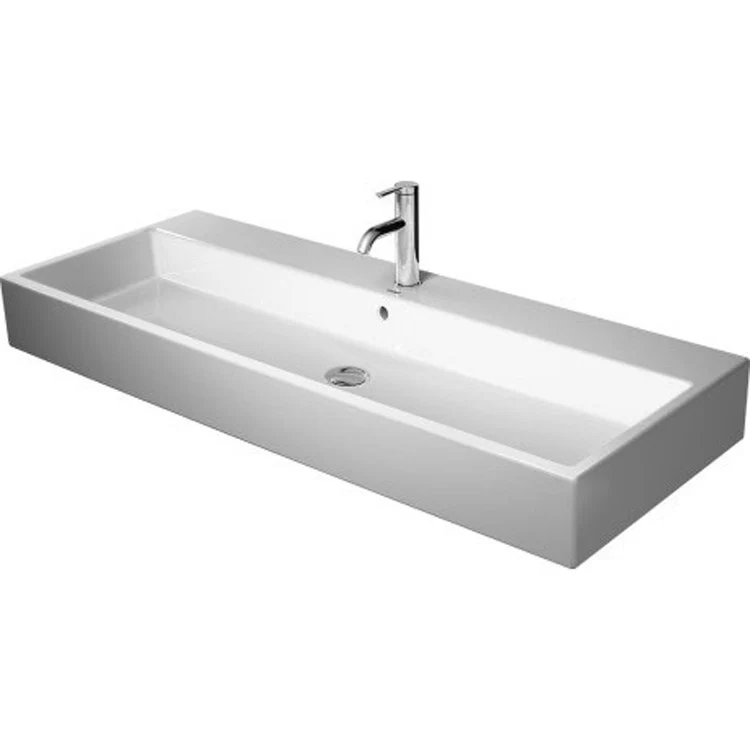 Lavatory Sink Vero Air Ground with Overflow 18-1/2 x 47-1/4 Inch 7-7/8 Inch Spread Rectangle White 3 Hole - Frankwebs