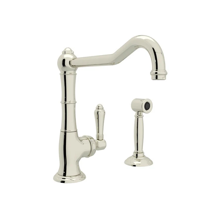 Kitchen Faucet Cinquanta with Sidespray Column Spout and Extended Spout 1 Metal Lever Satin Nickel 1.5 Gallons per Minute - Frankwebs