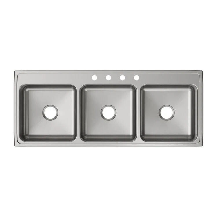 Kitchen Sink Lustertone Classic 54 x 22 Inch Triple Bowl 4 Hole Lustrous Satin Drop-In Drain Location Center Bottom Only Pads - Frankwebs