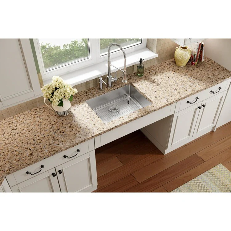 Kitchen Sink Crosstown 25 x 22 Inch Single Bowl 2 Hole ADA Polished Satin Drop-In Undermount Rectangle Drain Location Rear Center Depth 6 Inch Sound Guard - Frankwebs
