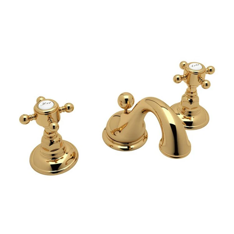 Lavatory Faucet Viaggio Widespread 2 Cross Handle Unlacquered Brass 1.2 Gallons per Minute Column Spout - Frankwebs