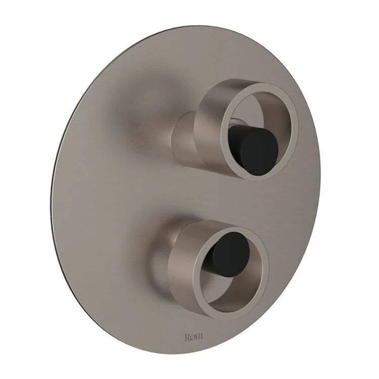 Pressure Balance Valve Trim Eclissi with Diverter 1 Circular Handle Satin Nickel/Matte Black 5.5 Gallons per Minute - Frankwebs