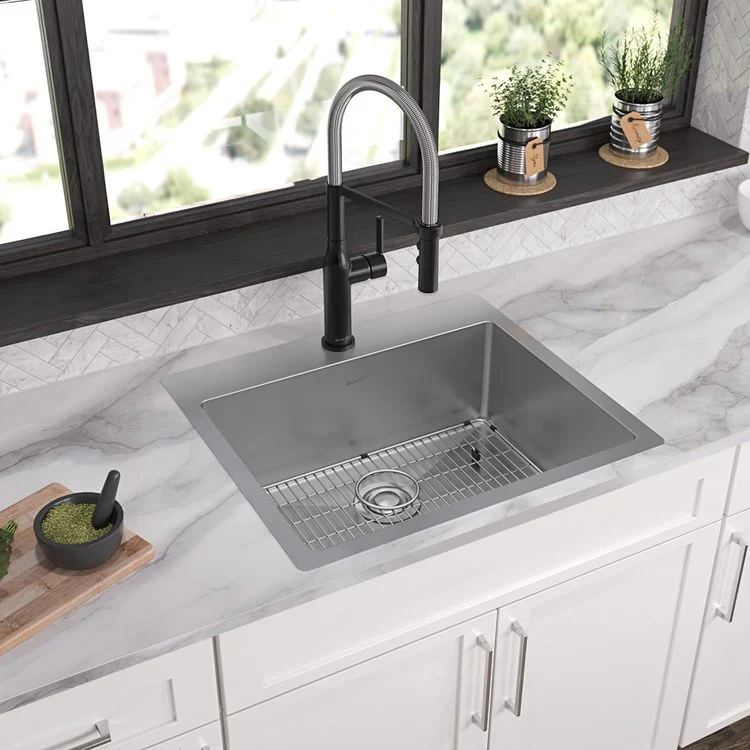 Kitchen Sink Crosstown 25 x 22 Inch Single Bowl Polished Satin Drop-In Undermount - Frankwebs