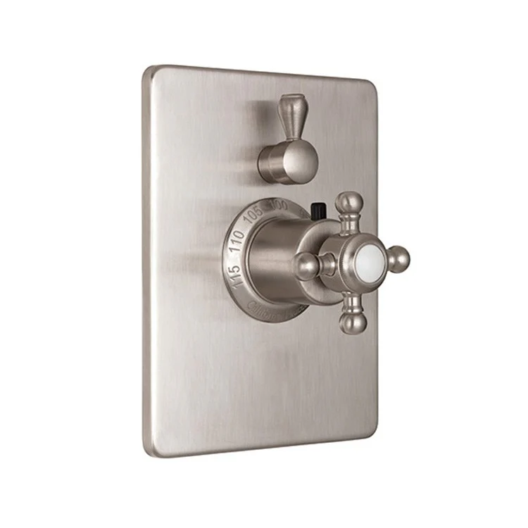 Thermostatic Trim Monterey Rectangular with Single Volume Control 2 Cross Polished Chrome Brass - Frankwebs