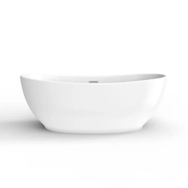 Freestanding Tub Mystique 59 Inch Double Slipper Oval Acrylic White/Polished Brass Drain and Overflow No Faucet Holes - Frankwebs