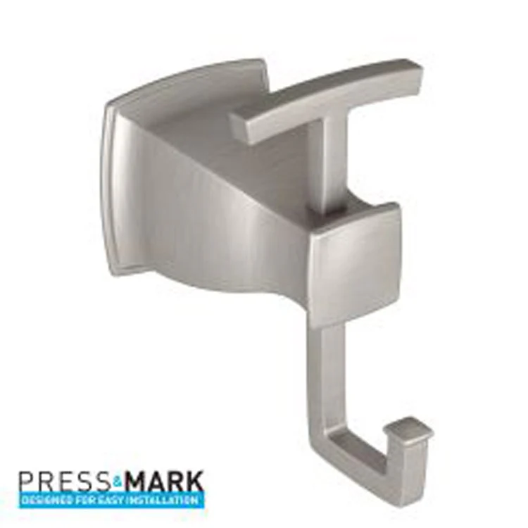 Robe Hook Hensley Double with Press and Mark Brushed Nickel 2-3/5 Inch 3-3/4 Inch Concealed Screw Zinc - Frankwebs