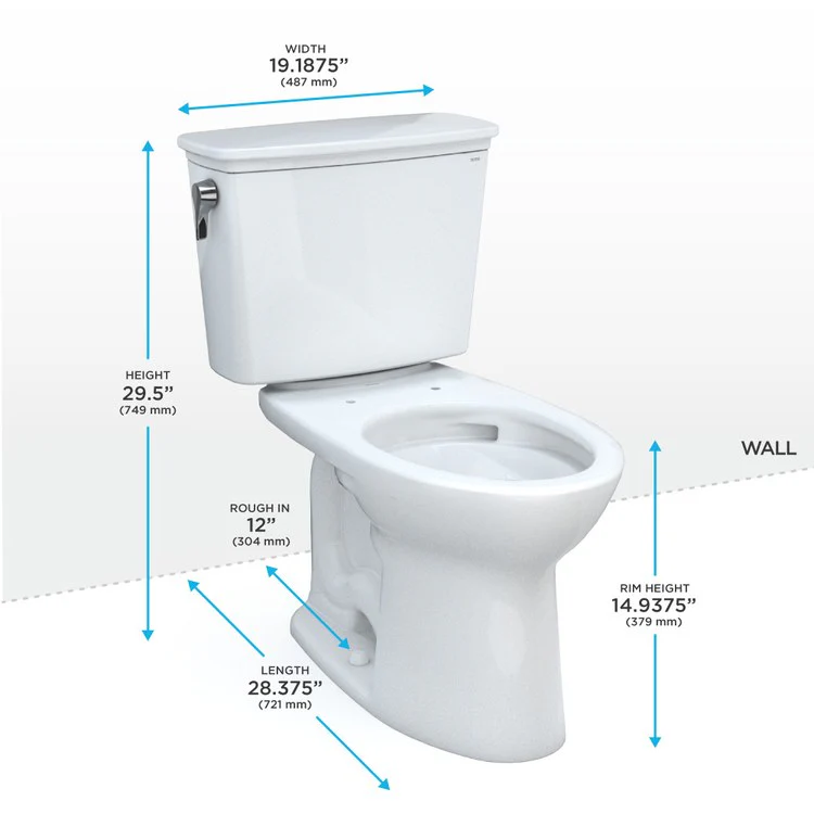 Toilet Drake 2 Pieces Transitional Cotton Elongated 30-1/8 Inch 1.28 Gallons per Flush Left Hand Chrome Less Seat - Frankwebs