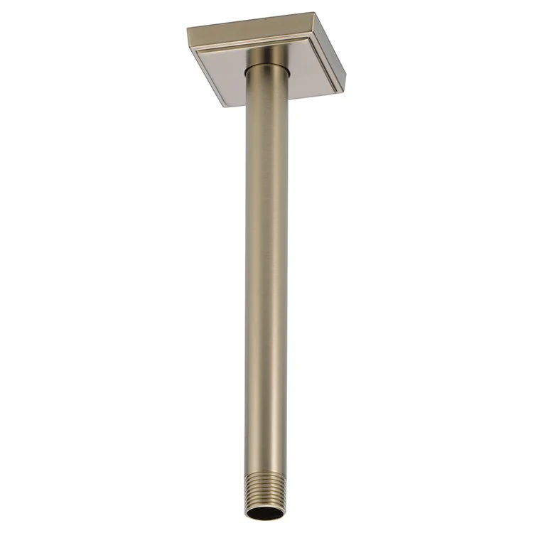 Shower Arm Universal Showering with Square Flange Brilliance Luxe Gold 10 Inch 1/2