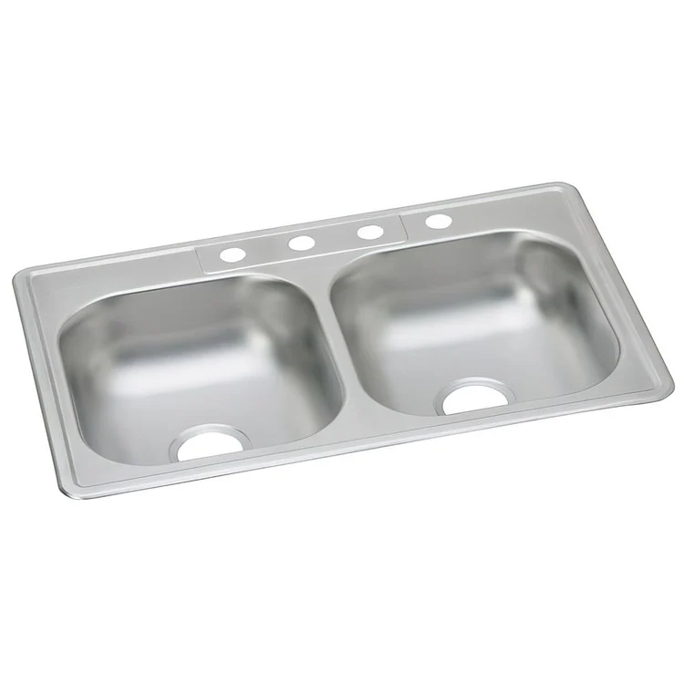 Kitchen Sink Dayton 33 x 22 Inch Double Bowl Equal ADA Satin Drop-In Rectangle Drain Location Center Depth 6 Inch Bottom Only Pads - Frankwebs