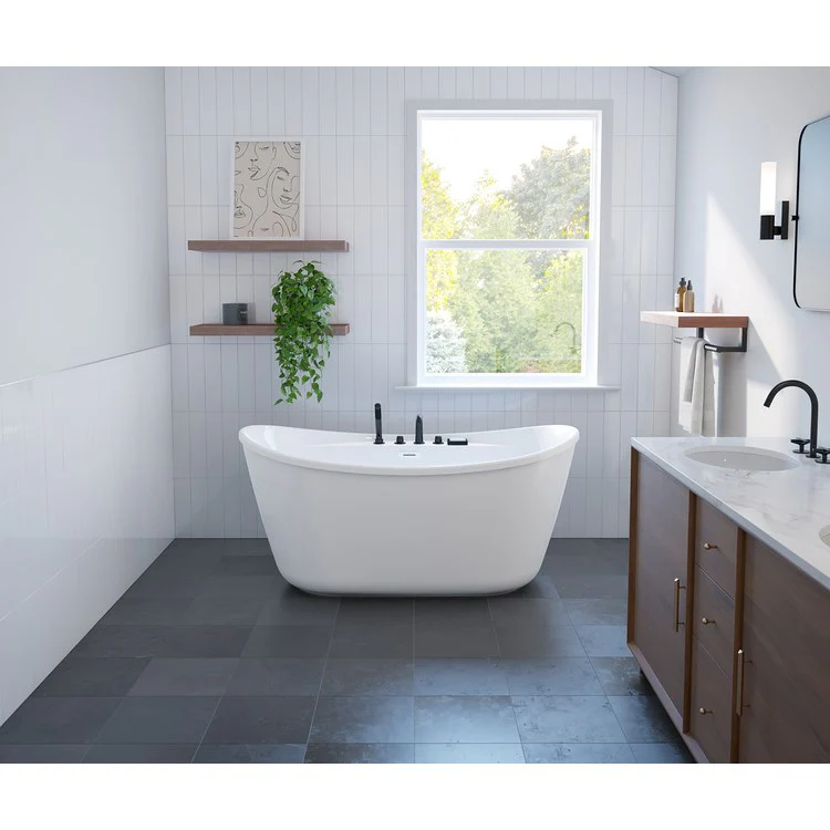 Freestanding Tub Sonoma 58 x 32 x 27 Inch 2 Piece Center Drain White Oval - Frankwebs