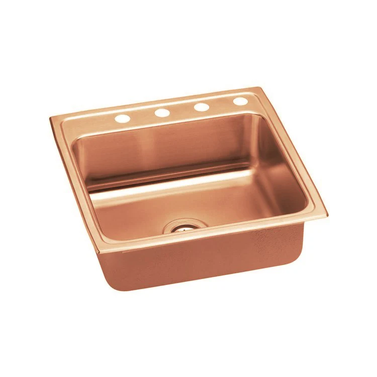 Kitchen Sink 22 x 22 Inch Single Bowl 5 Hole ADA Copper Drop-In Square Drain Location Rear Center Depth 4-1/2 Inch Full Spray Sides and Bottom - Frankwebs
