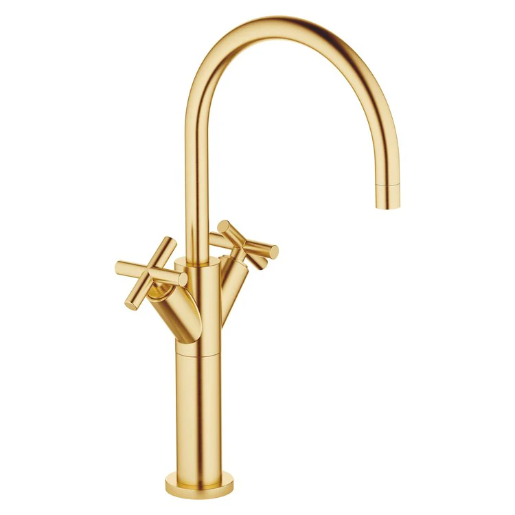 Lavatory Faucet TARA Mixer with Extended Shank 2 Cross ADA WaterSense Brushed Durabrass 1.2 Gallons per Minute Less Drain 1 Hole - Frankwebs