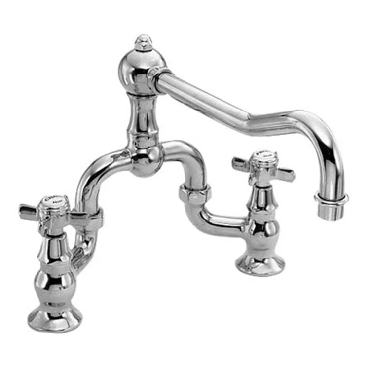 Kitchen Faucet Fairfield Bridge 8 Inch Spread 2 Cross ADA Satin Nickel PVD Spout Height 6-9/16 Inch Spout Reach 10-3/8 Inch 1.8 Gallons per Minute - Frankwebs
