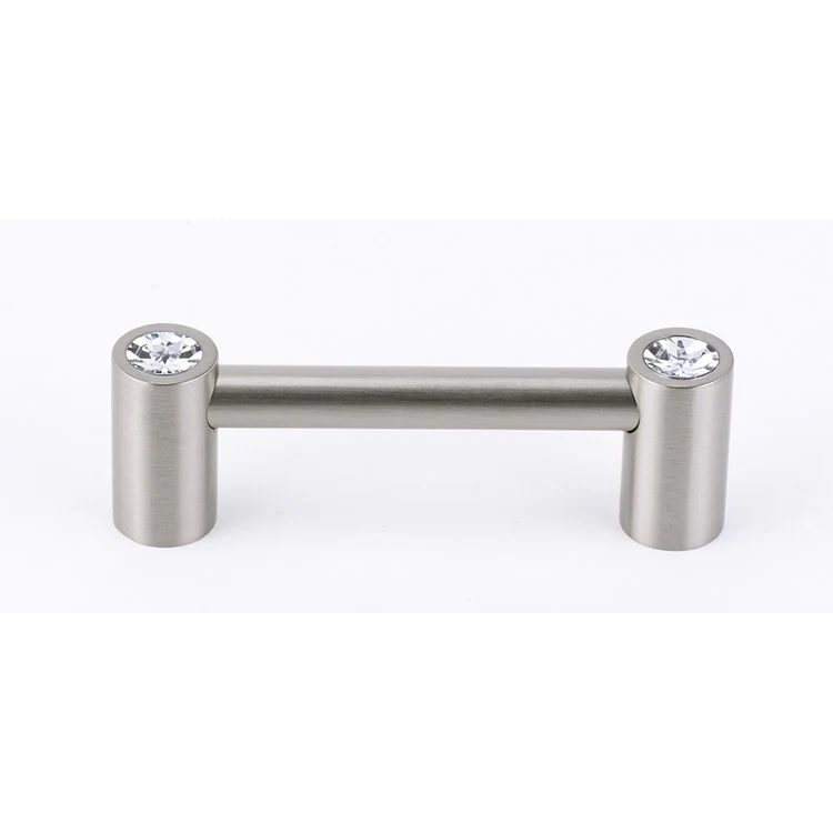 Pull Contemporary I Crystal Round Crystal Handle Satin Nickel Brass 3 Inch 3-5/8 Inch 1-1/4 Inch - Frankwebs