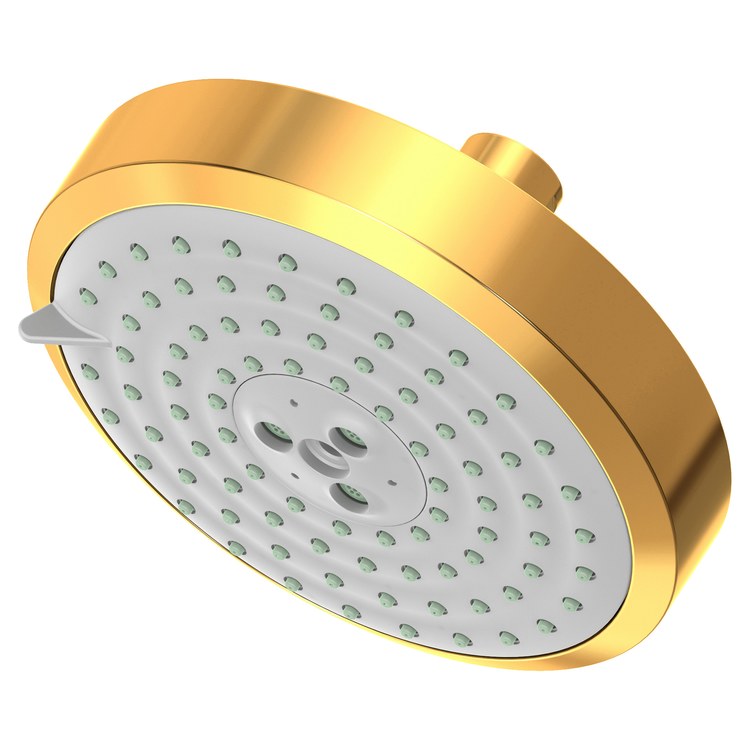 Showerhead Newport Bath 3 Function Satin Gold PVD 5-15/16 Inch 1.8 Gallons per Minute Full/Message/Intense Turbo Spray - Frankwebs