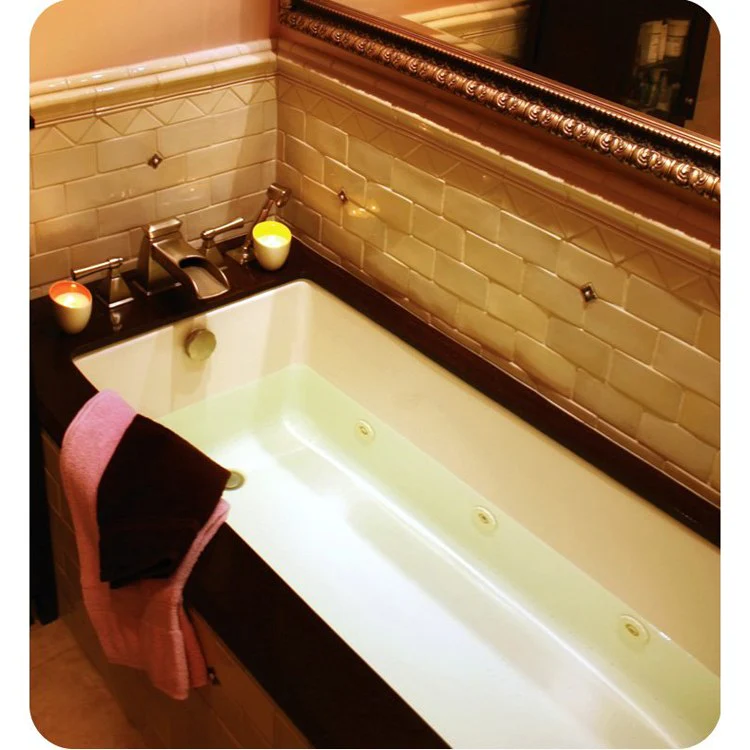 Combination Tub Designer Collection Lacey 60 x 32 x 17 Inch Drop-In Shallow Depth End Drain Biscuit ADA Rectangle - Frankwebs