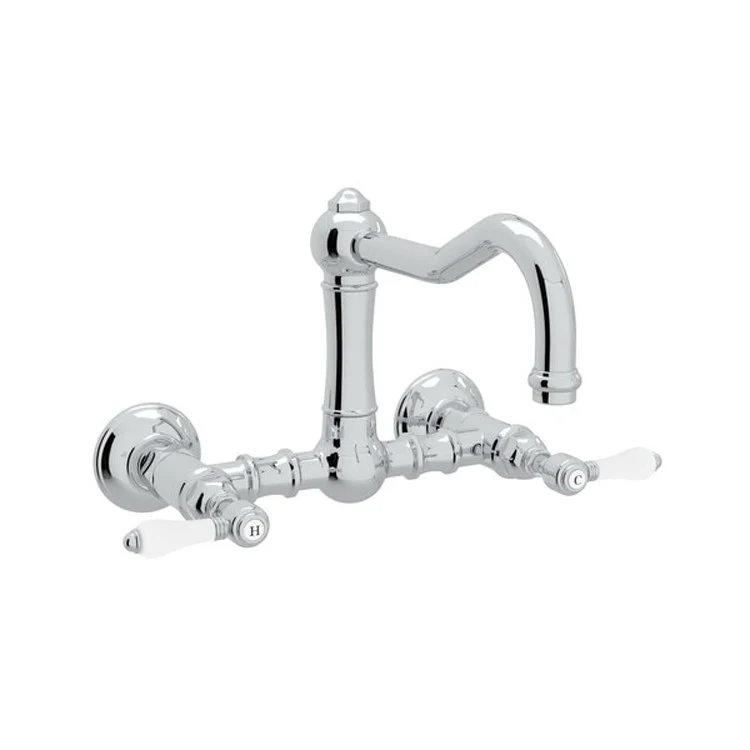 Kitchen Faucet Acqui Wall Mount 2 Porcelain Lever Polished Chrome 1.5 Gallons per Minute - Frankwebs