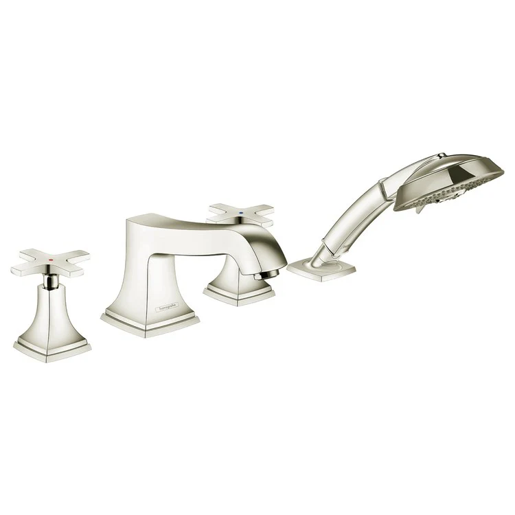 Roman Tub Trim Metropol Classic with Handshower 2 Cross Brushed Bronze 8 Inch Spread 5.34 Gallons per Minute - Frankwebs