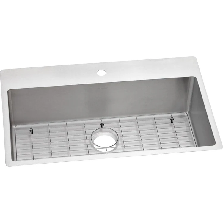 Kitchen Sink Crosstown 33 x 22 Inch Single Bowl Kit with Grid 1 Hole Polished Satin Drop-In Undermount Stainless Steel - Frankwebs
