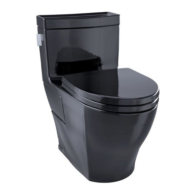 Toilet Aimes 1 Pieces Universal Height Washlet Ready Ebony Elongated ADA 27-15/16 Inch 1.28 Gallons per Flush Left Hand Chrome Soft Close - Frankwebs