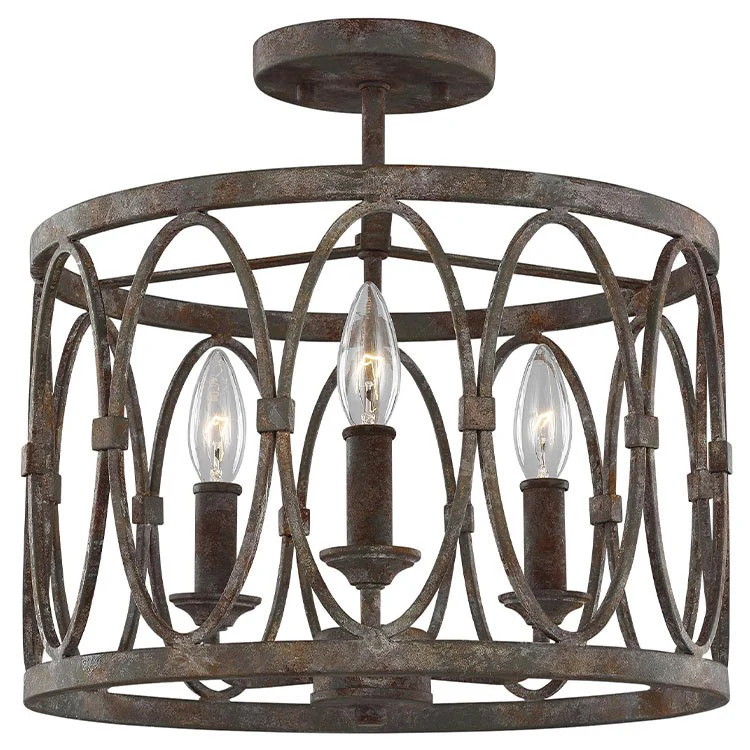 Patrice Three-Light Semi-Flush Mount Ceiling Fixture - Frankwebs