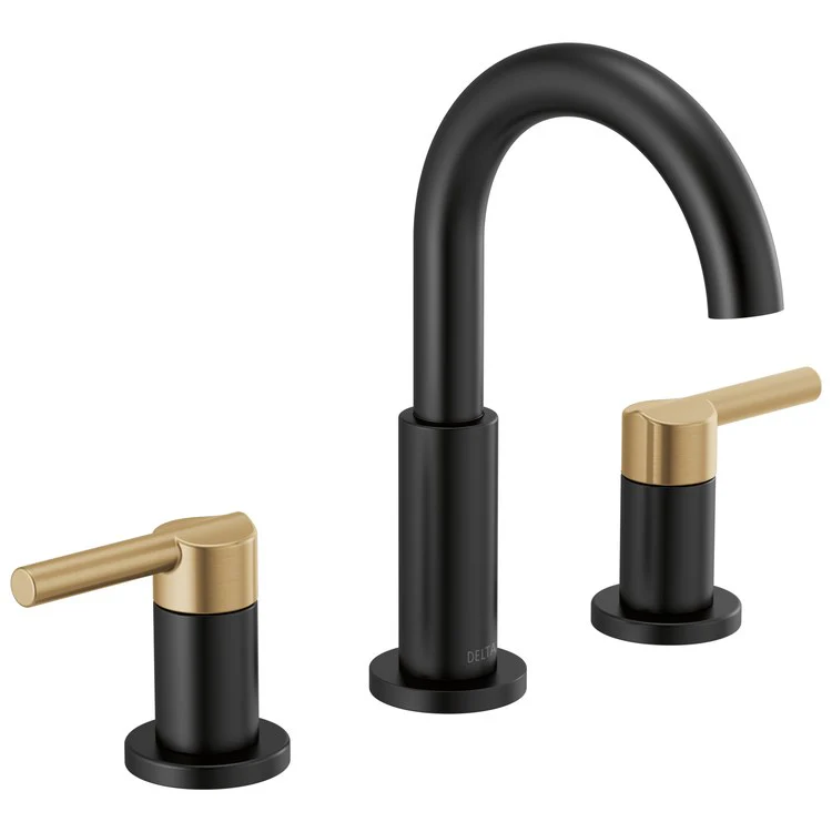 Lavatory Faucet Nicoli Widespread 6-16 Inch Spread 2 Lever ADA WaterSense Matte Black/Brilliance Champagne Bronze 1.2 Gallons per Minute 8-5/8 Inch - Frankwebs