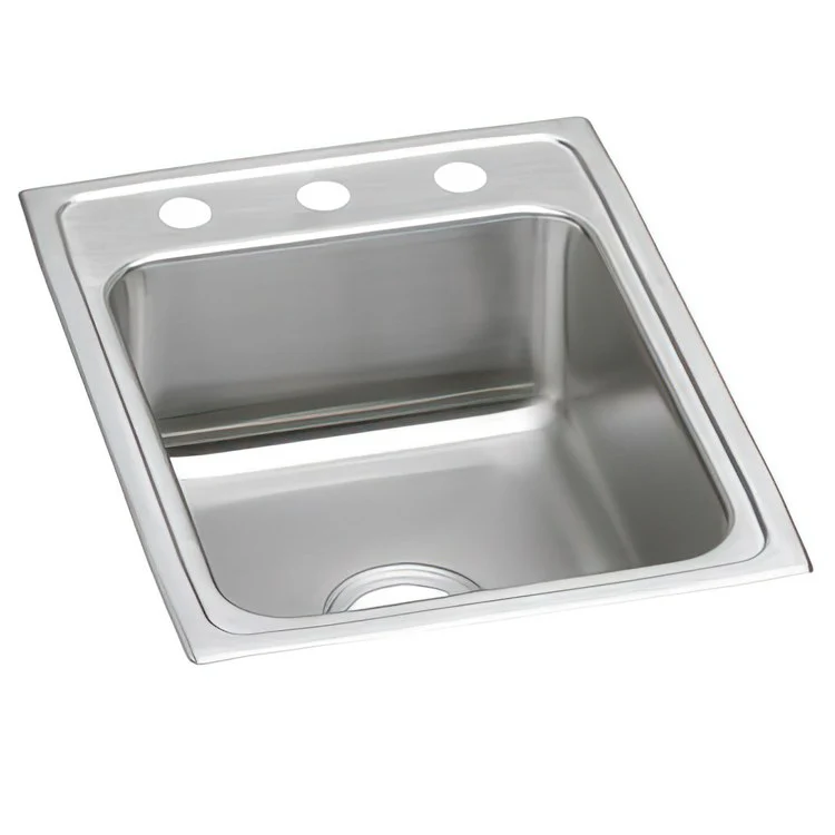 Kitchen Sink Lustertone Classic 17 x 22 Inch Single Bowl ADA Lustrous Satin Drop-In Rectangle Drain Location Rear Center Depth 6 Inch Bottom Only Pads - Frankwebs