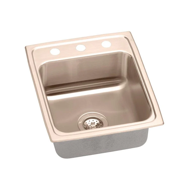 Kitchen Sink 15 x 22 Inch Single Bowl 2 Hole ADA Copper Drop-In Rectangle Drain Location Rear Center Depth 5-1/2 Inch Full Spray Sides and Bottom - Frankwebs