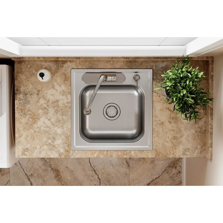 Laundry Sink Dayton Premium 25 x 22 Inch Single Bowl OS4 Hole Premium Highlighted Satin Drop-In - Frankwebs