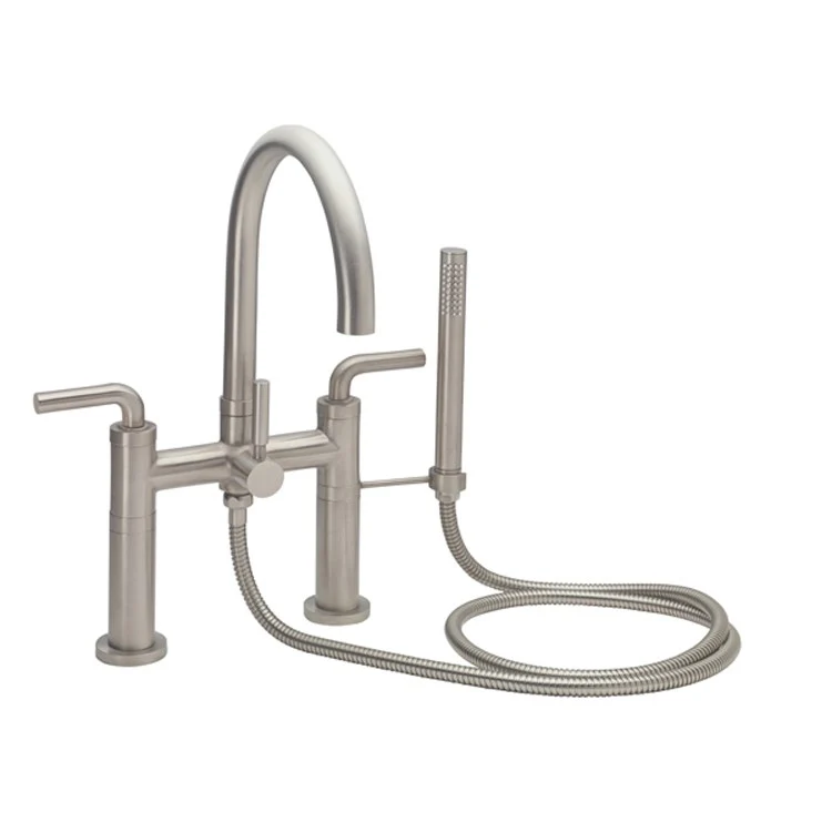 Tub Filler Asilomar Contemporary Deck Mount with Handshower 7 Inch Spread 3 Series 74 Lever ADA Satin Nickel 2 Hole - Frankwebs