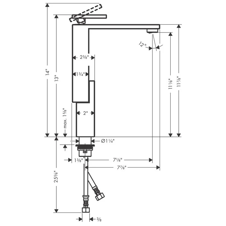 Lavatory Faucet Edge Diamond Cut 1 Lever ADA Chrome 1.2 Gallons per Minute Rigid Less Drain 1 Hole 11-1/8 Inch - Frankwebs