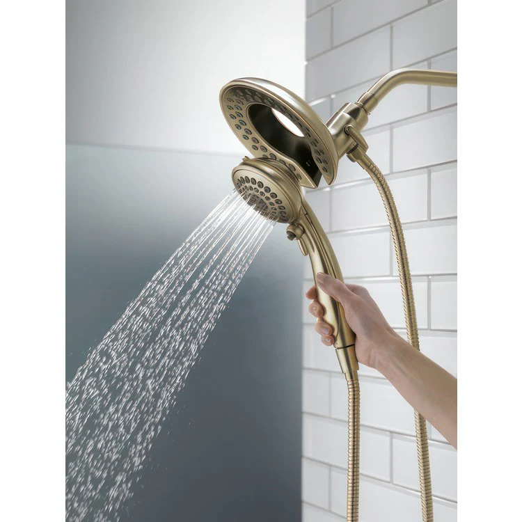 Handshower Combination In2ition Universal Showering Components 2-In-1 Lumicoat Champagne Bronze WaterSense 5 Function 6-13/16 Inch Includes 60-82 Inch Stretchable Metal Hose 1.75 Gallons per Minute - Frankwebs