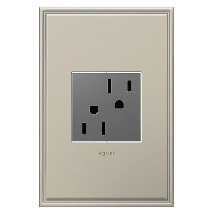 Receptacle adorne Tamper Resistant 15 Amps 120 Volt Magnesium - Frankwebs