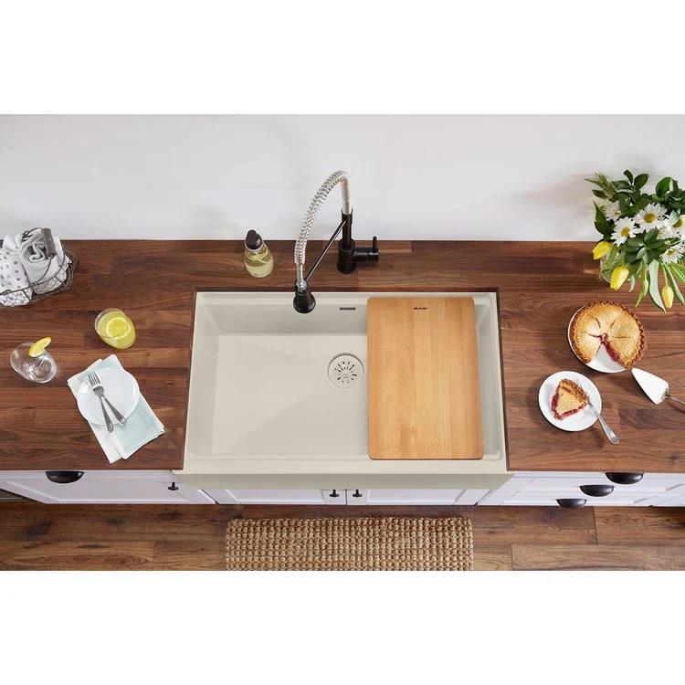Kitchen Sink Quartz Luxe 36 x 21.5 Inch Single Bowl Perfect Drain Parchment Farmhouse - Frankwebs