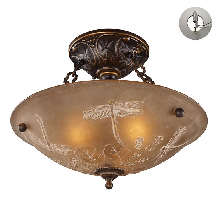 Restoration Three-Light Semi-Flush Mount Ceiling Fixture with Recessed Light Kit - Frankwebs