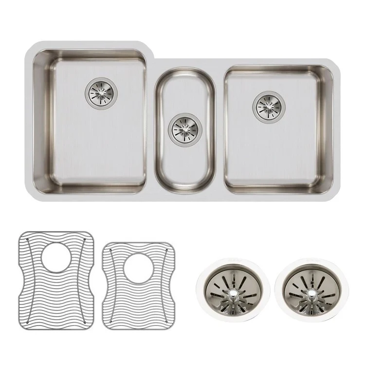 Kitchen Sink Lustertone Classic 40 x 20.5 Inch Triple Bowl Kit Lustrous Satin Undermount - Frankwebs