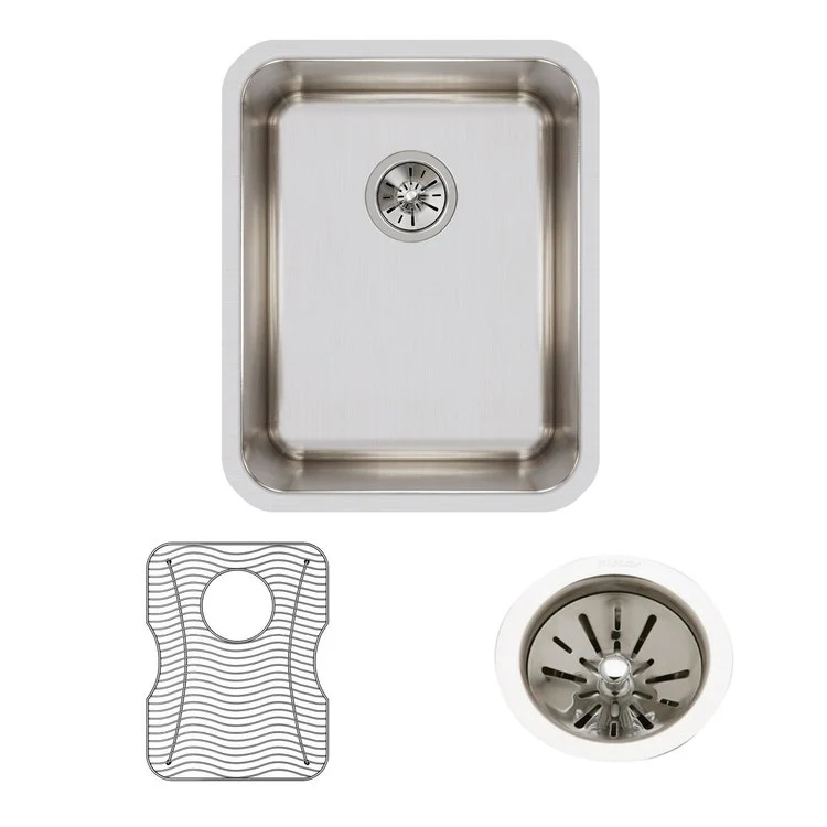 Sink Kit Lustertone Classic 16.5 x 20.5 Inch Single Bowl Lustrous Satin Bottom Grid Drain - Frankwebs