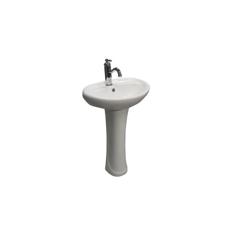 Pedestal Top Ashley with Overflow 19-3/4 Inch White Vitreous China Oval - Frankwebs