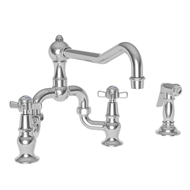 Kitchen Faucet Fairfield Bridge 8 Inch Spread 2 Cross ADA Aged Brass Sidespray Spout Height 6-1/2 Inch 1.8 Gallons per Minute - Frankwebs