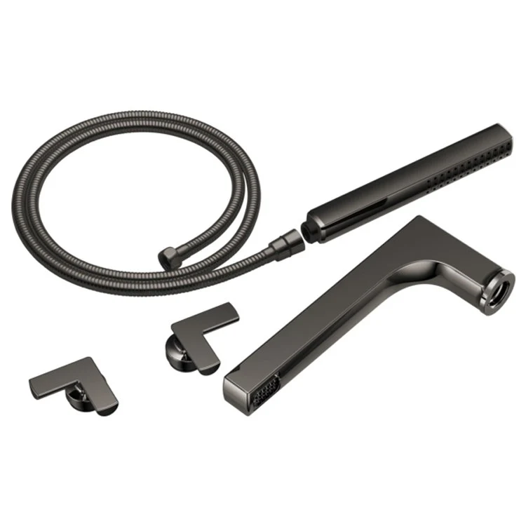 Tub Filler Kintsu with Handshower 8 Inch Spread 2 Cross ADA WaterSense Brilliance Black Onyx - Frankwebs