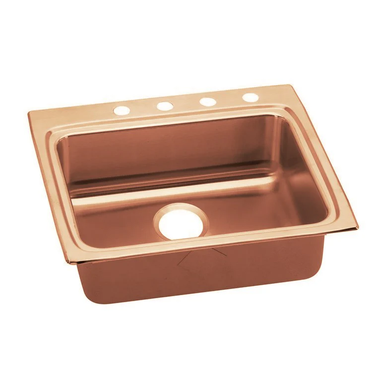 Kitchen Sink 25 x 22 Inch Single Bowl MR2 Hole ADA Copper Drop-In Rectangle Drain Location Rear Center Depth 4-1/2 Inch Full Spray Sides and Bottom - Frankwebs